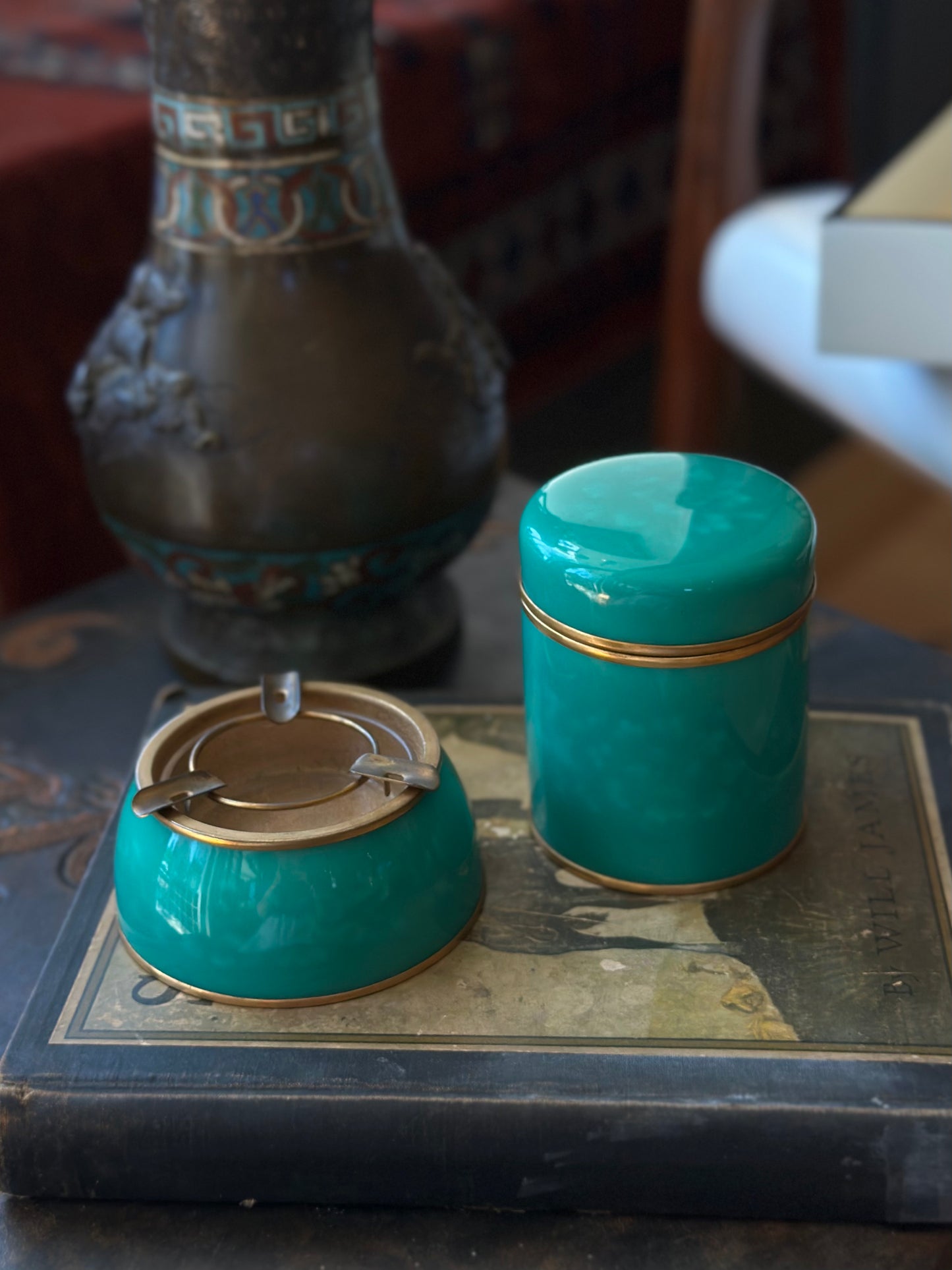 Mid Century Enamel Smoking Accessories Set