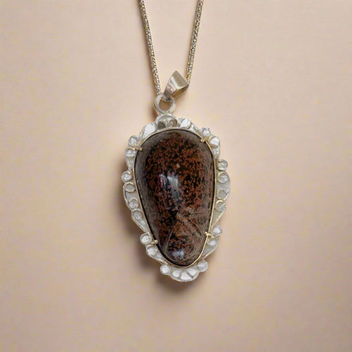 14K Yellow Gold Fossilized Dinosaur Bone Pendant