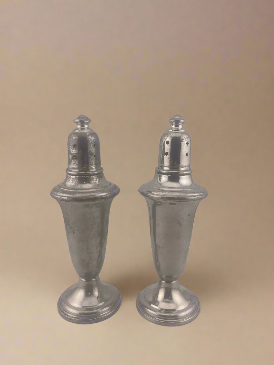 1940s Pewter Salt and Pepper Shaker Set - Empire Silver Co - Vintage