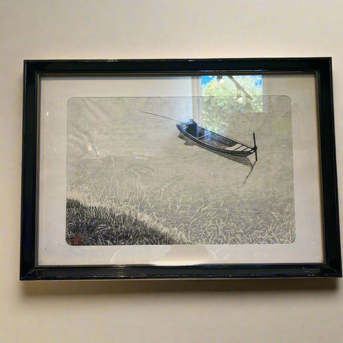 "Fishing Boat" Print by Aoyama Hassahuru - Signed