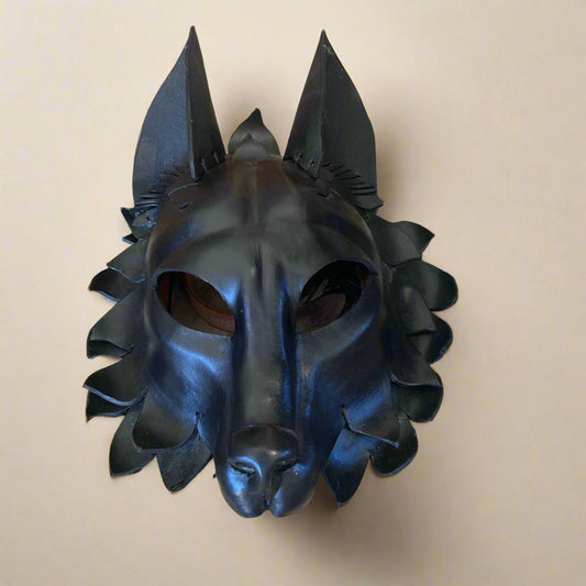 Black Leather Wolf Mask