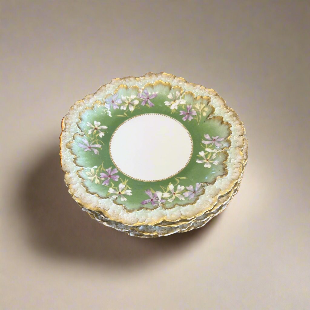 Set of 4 Limoge Green Plates