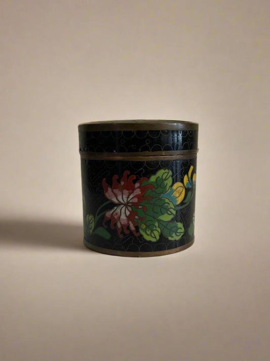 Antique Chinese Cylinder Cloisonne Case with Lid