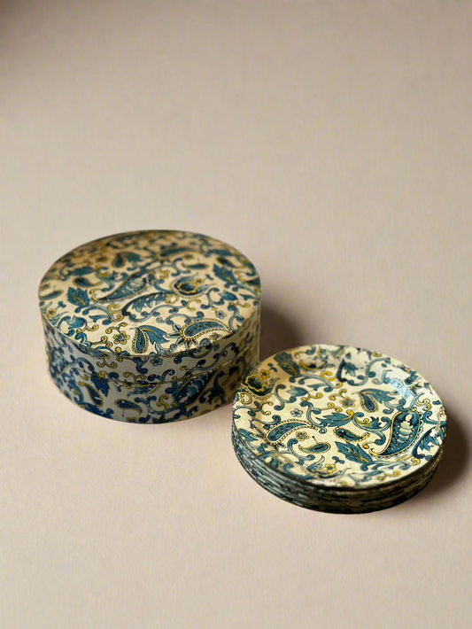 Vintage Japanese Blue Paisley Coasters