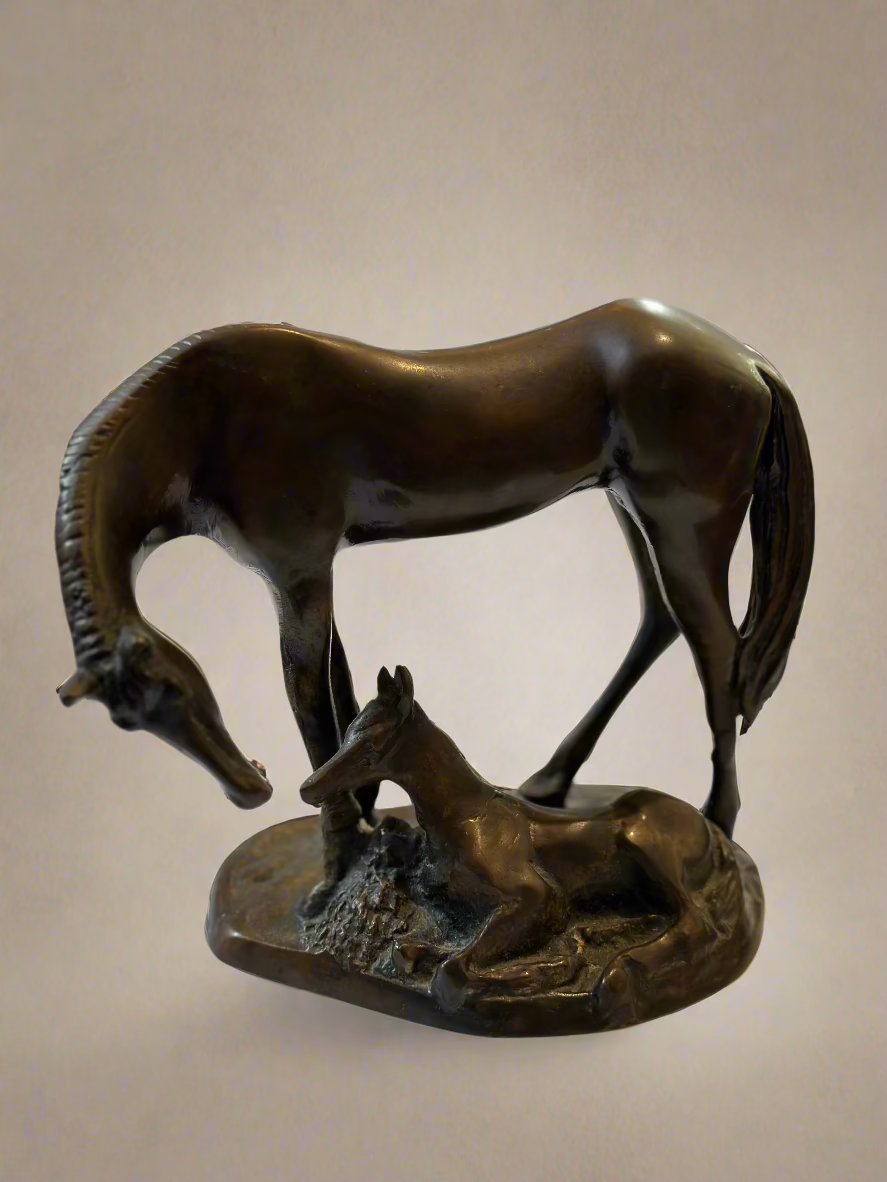 Brass Horse and Pony Statue