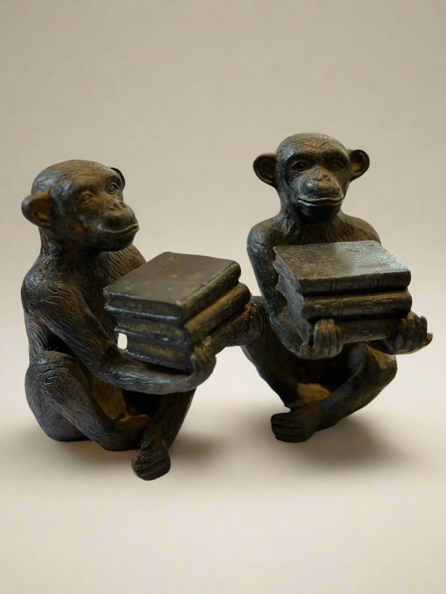 Cast Iron Monkey Bookends