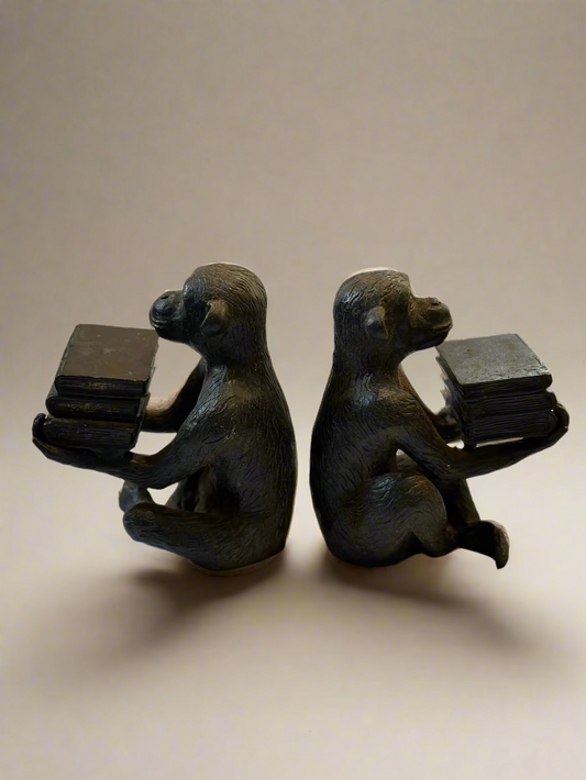 Cast Iron Monkey Bookends