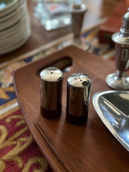 70s Rosewood Stainless Steel Salt and Pepper Shaker