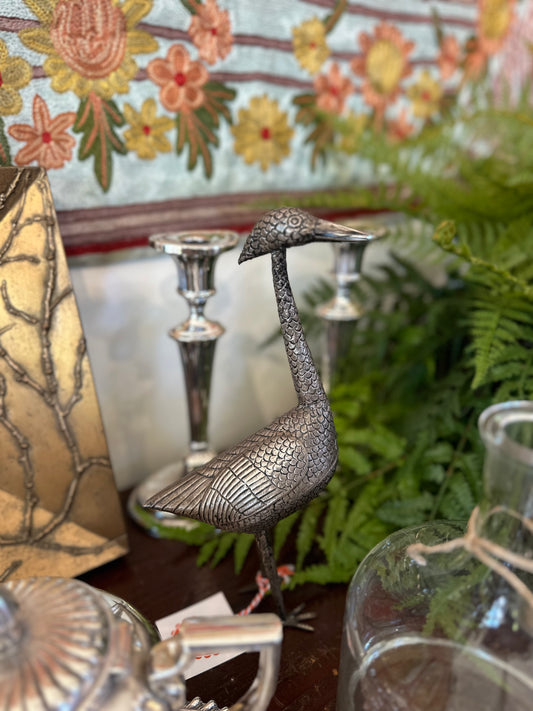 Antique Sterling Silver Tall Bird Figure