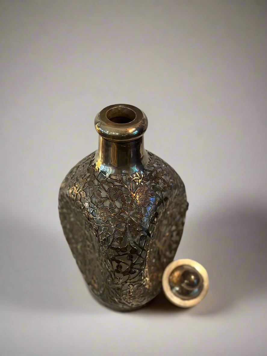 Antique Chinese Overlay Pinched Bottle