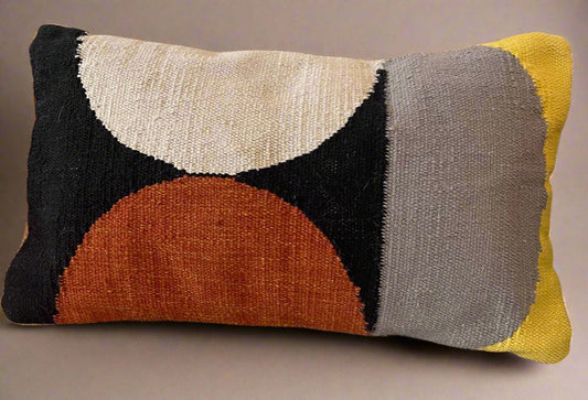 Rectangular Rust & Gray Abstract Shaped Pillow